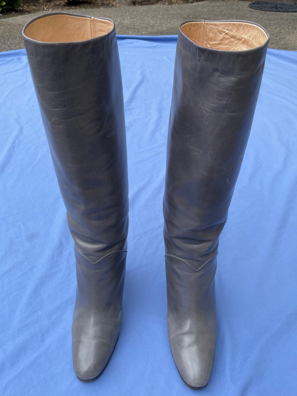 Zanin Made in Italy Knee High Leather Boots EU Size 39, Gray